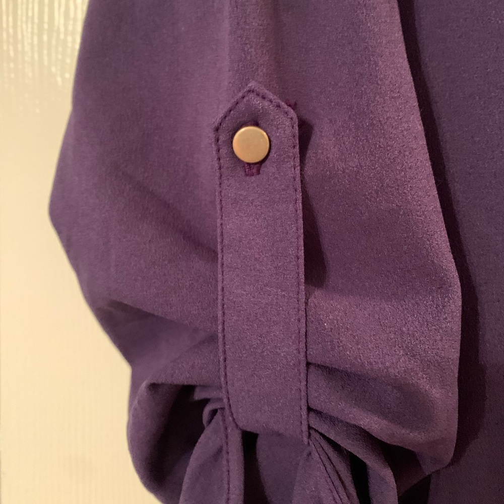 Purple, Collared, Button-Down With Gold Buttons - image 3
